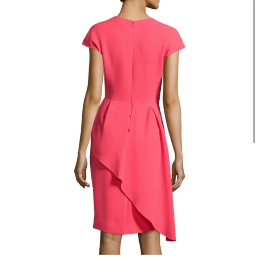Rickie Freeman Terri Jon size 8 Cap Sleeve Asymmetric Peplum Cocktail Dress Pink